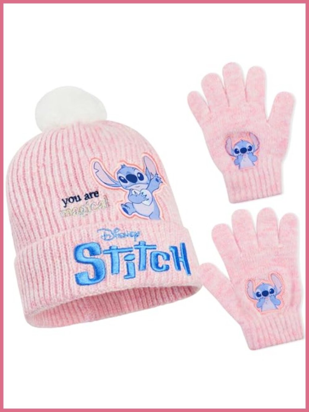 Disney Girls Beanie Hat & Gloves Set 2-Piece Winter Accessories